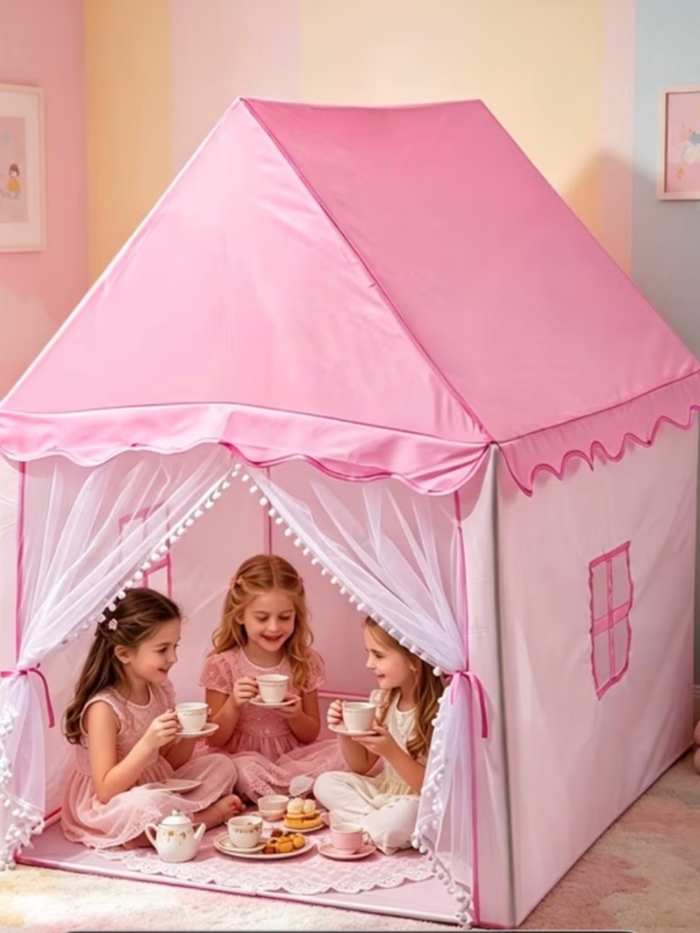 Pink Princess Playhouse with Sheer Curtain Lace Design, Creating a Personal Fair